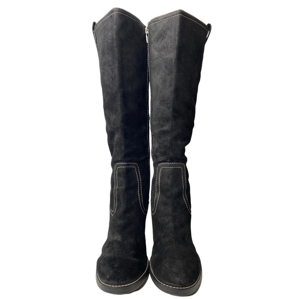 Enzo Angiolini Eajenya Black suede heeled knee boot size 8.5